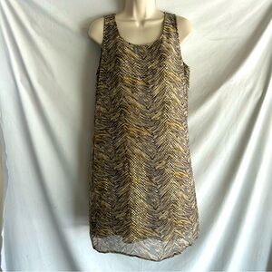Robbie Bee Vintage Silk Overlay Metallic Sleeveless Sparkly Tank Dress | size 12